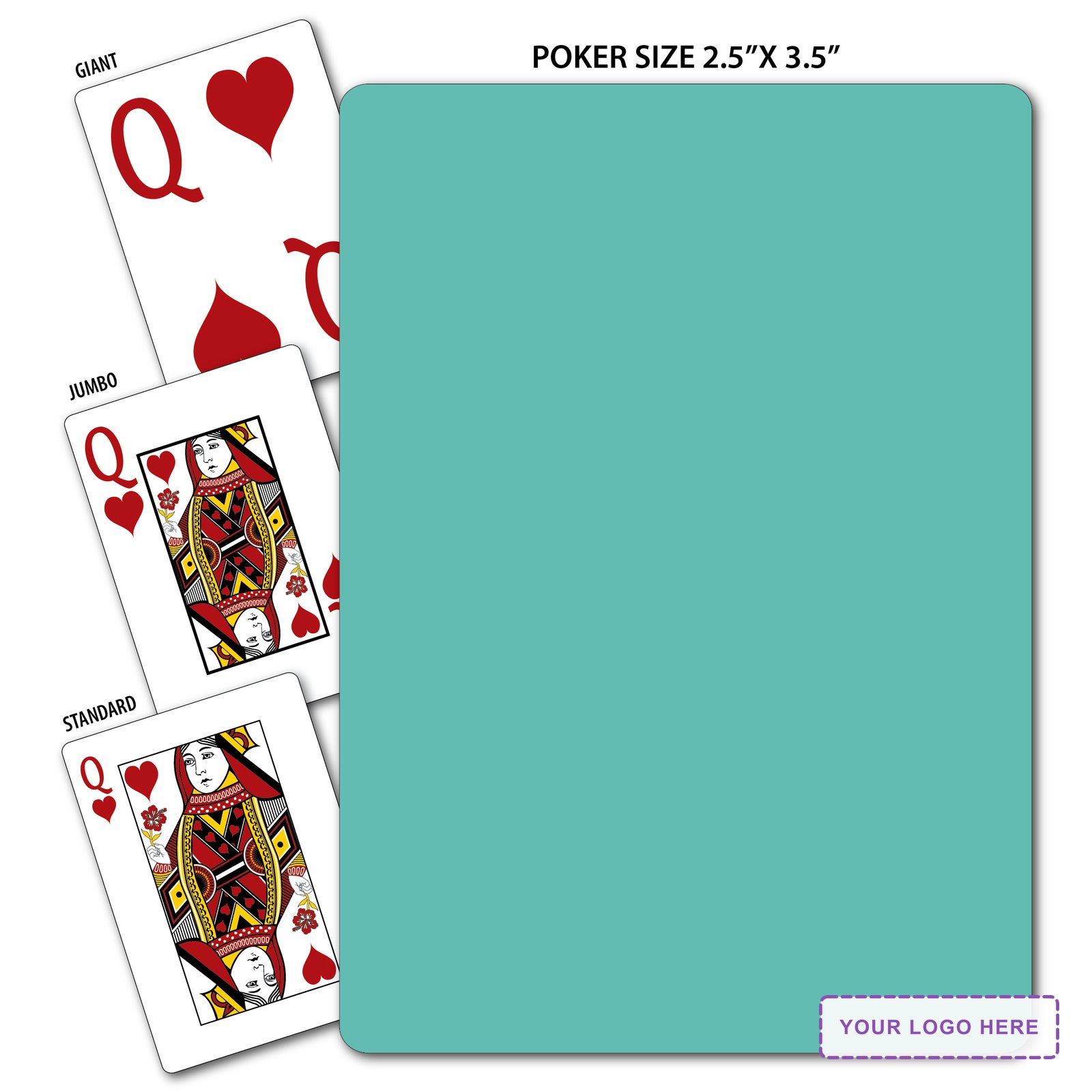 Solid Back Aqua Poker Size Playing Cards