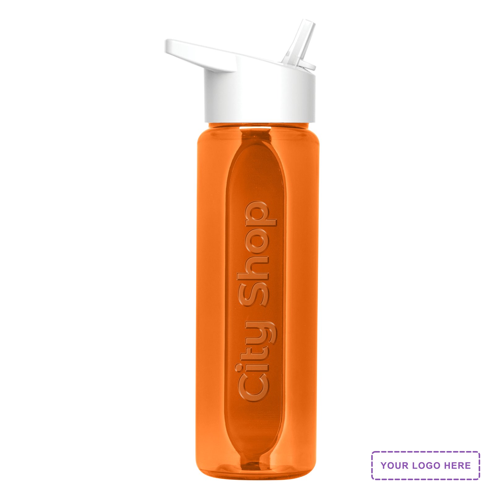Garyline® Boss Embossed RPET Bottle with Flip-Straw Lid - 26 oz.