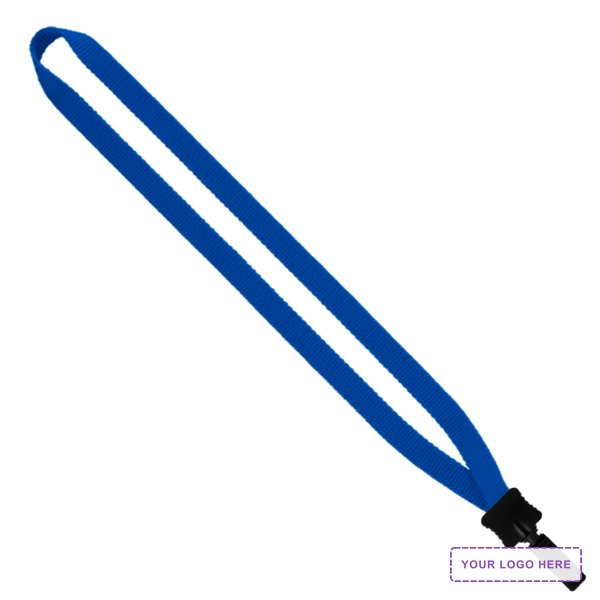 1/2" Smooth Nylon Lanyard with Plastic Clamshell & Bulldog Clip