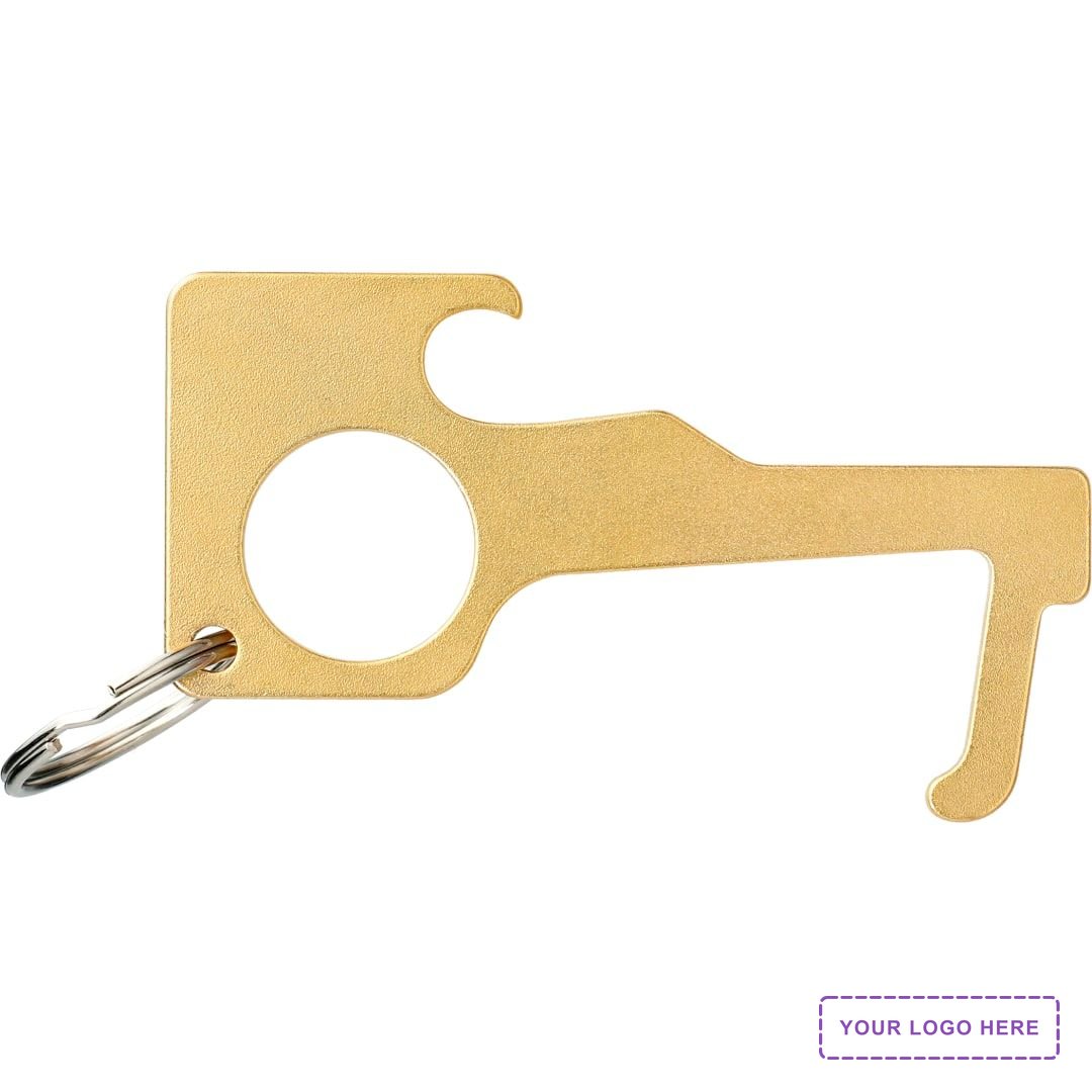 No Contact Keychain Bottle Opener - Brass