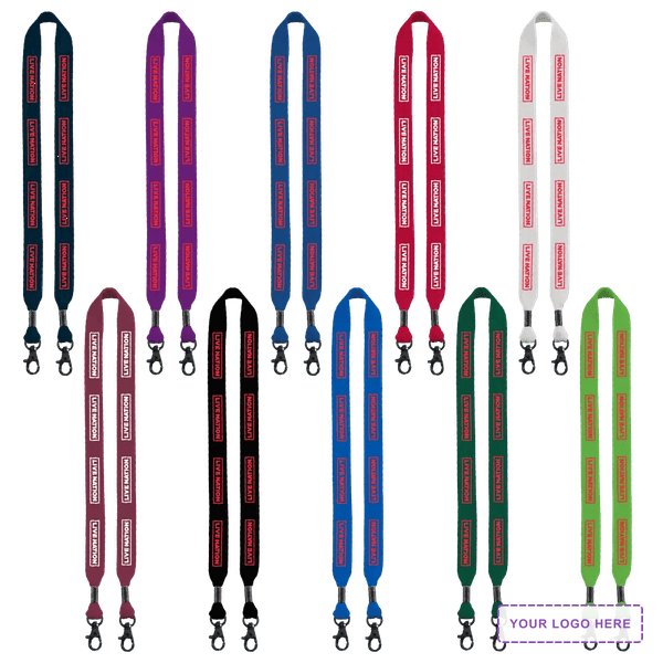 3/4" Cotton Double Lobster Clip Lanyard