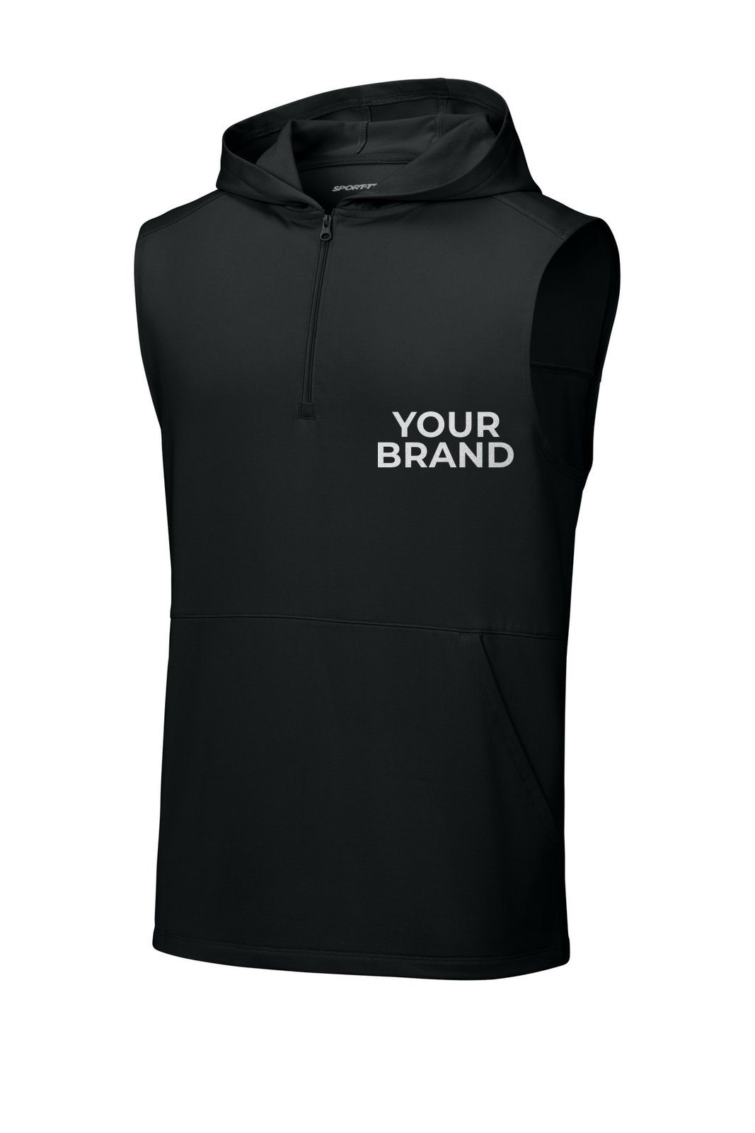 Sport-Tek Sport-Wick Stretch Sleeveless Hooded 1/4-Zip ST858