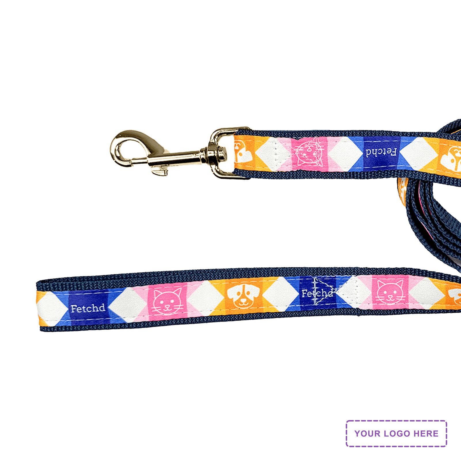 1" x 48" Sublimated Leash with Gold-Colored Hardware