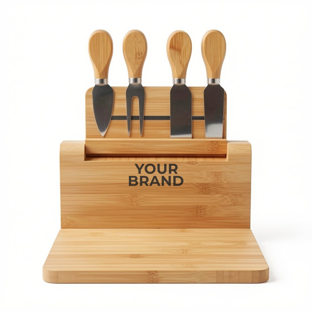5-Piece Magnetic Bamboo Cheese Board Set