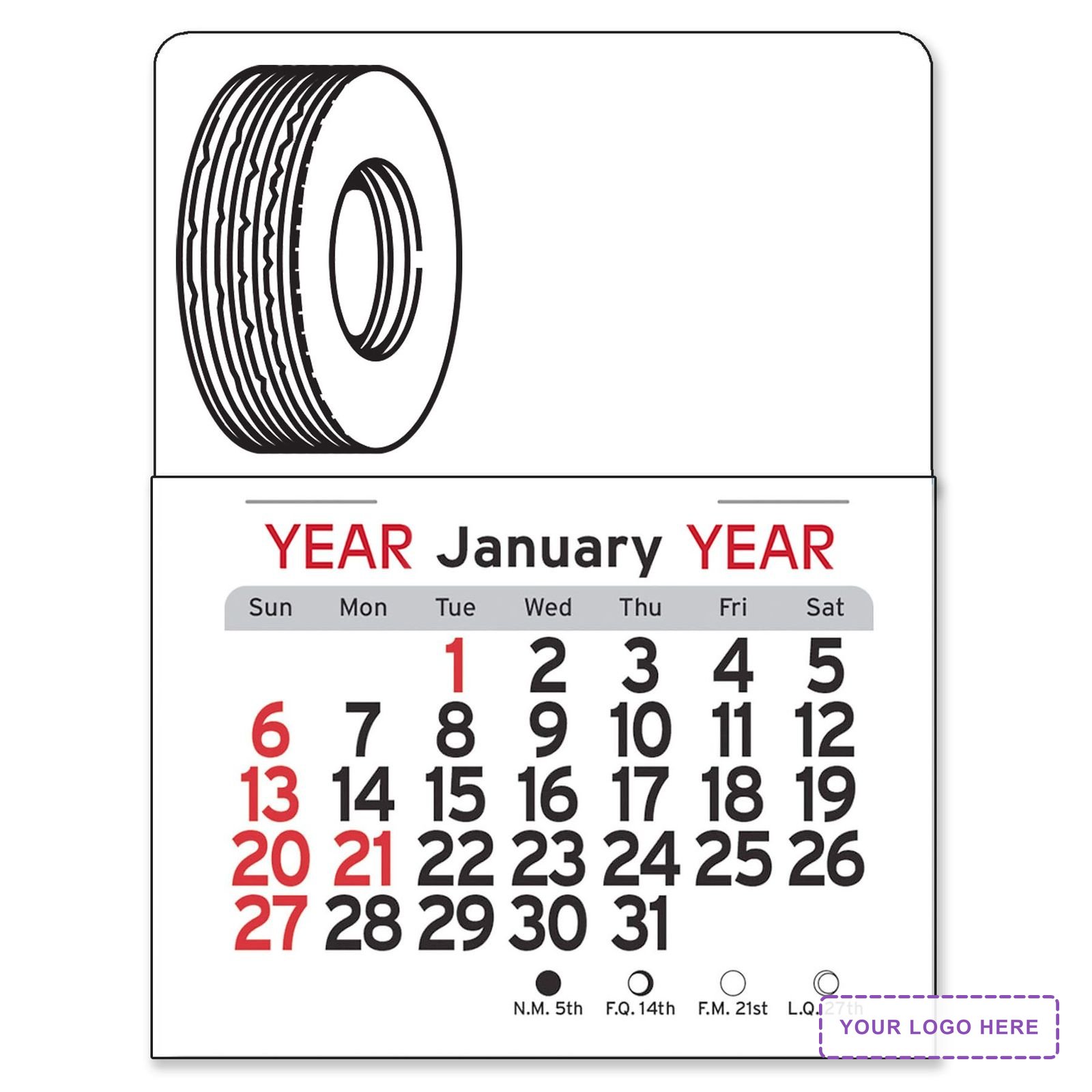 Adhesive Peel-N-Stick® Calendar - Tire