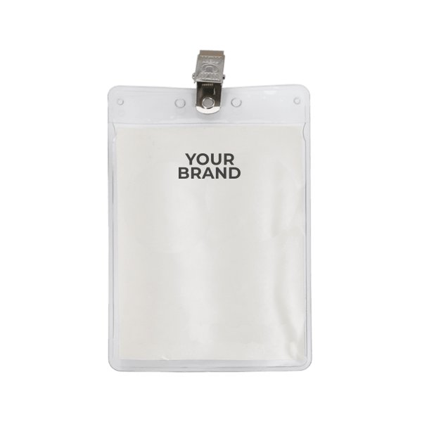 3" x 4" Printed Vertical Vinyl Pouch with Bulldog Clip