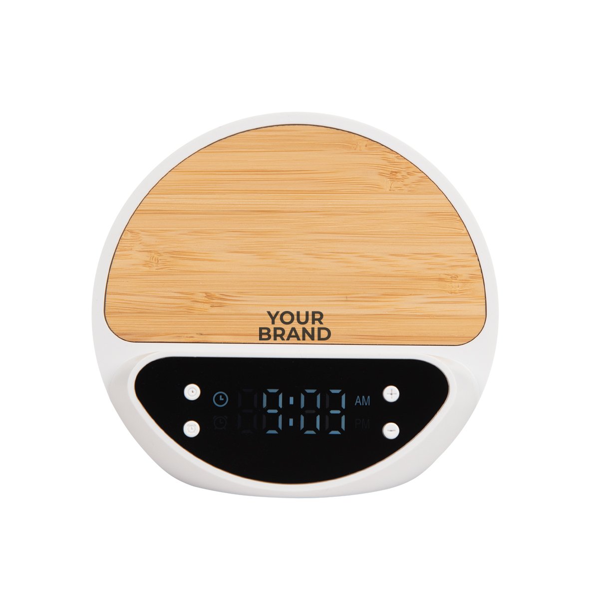 10W Bamboo Wireless Charger With Digital Clock