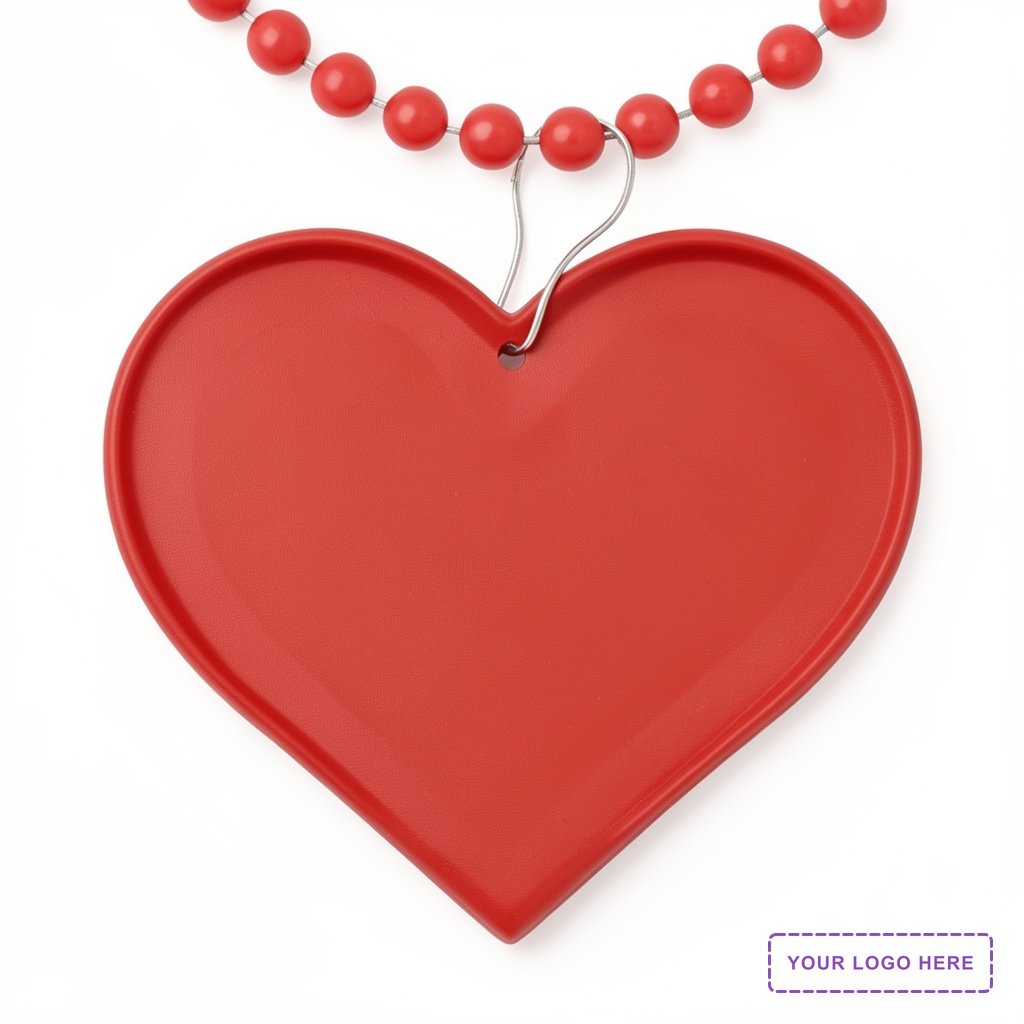 Red Heart Medallion with Beaded Necklace