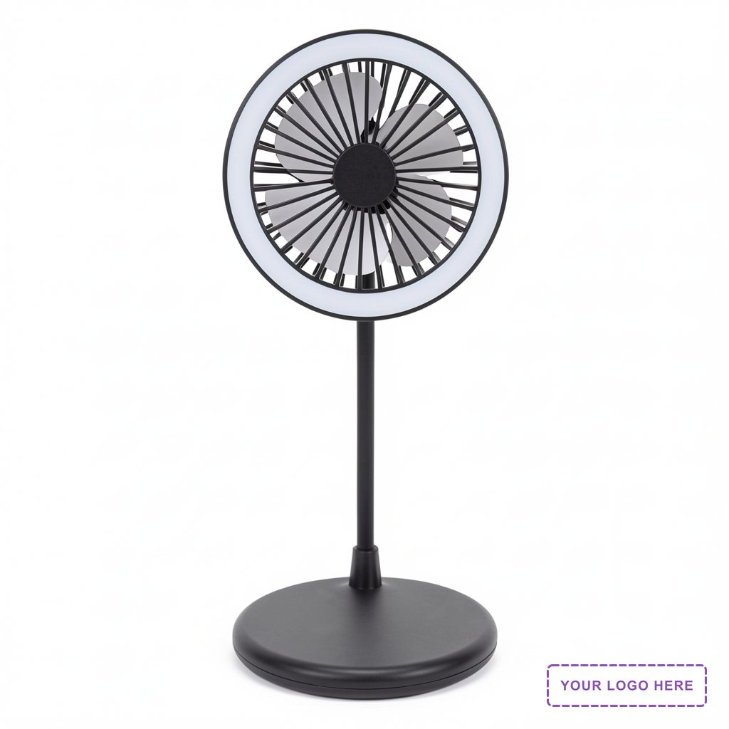 Desktop Fan With Ring Light & Wireless Charger