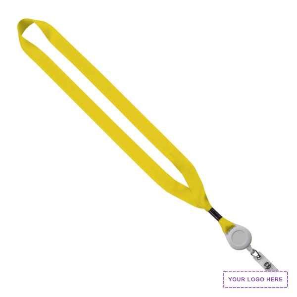3/4" Polyester Lanyard with Metal Crimp & Retractable Badge Reel
