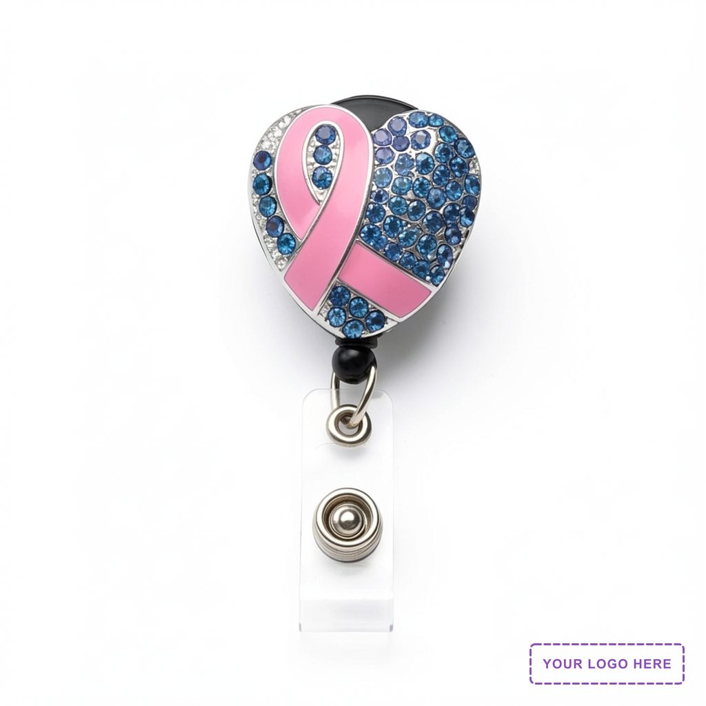 Sparkling Pink Crystal Ribbon Badge Reel