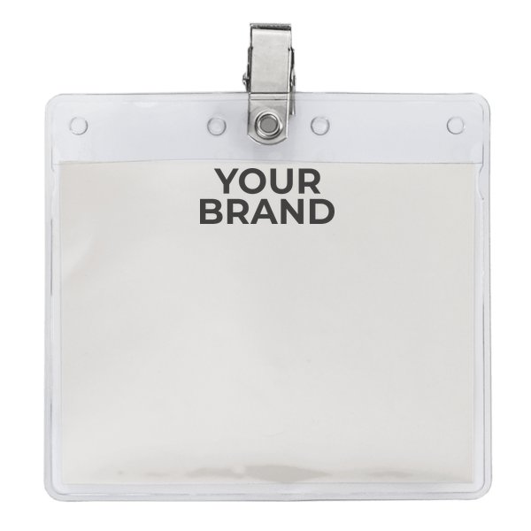 4" x 3" Printed Horizontal Vinyl Pouch with Bulldog Clip