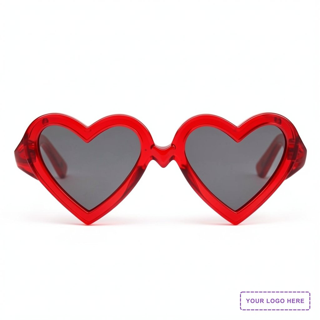 Flashing Heart Shaped Red Light Up Sunglasses