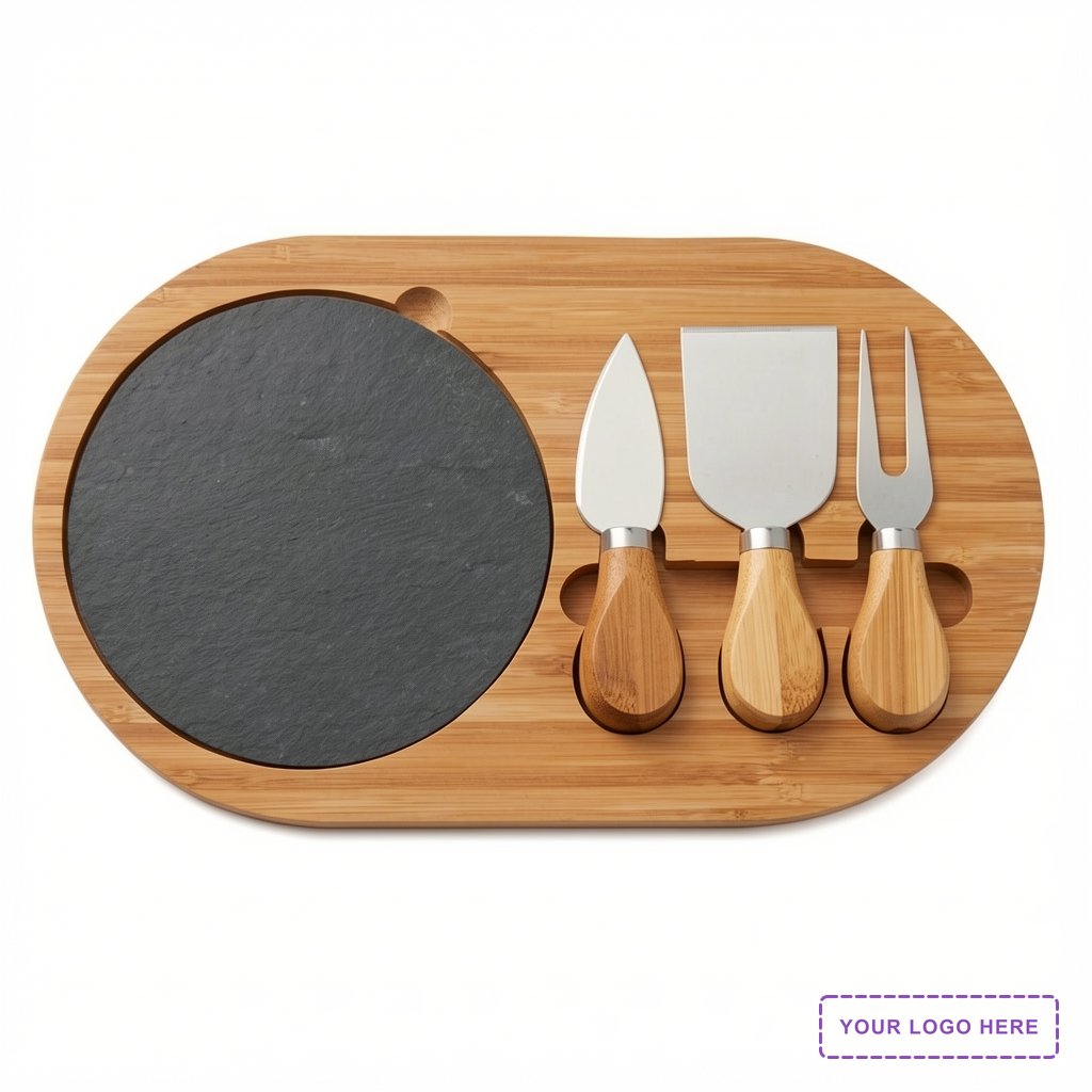 4-Piece Oval Slate Cheese Board Set