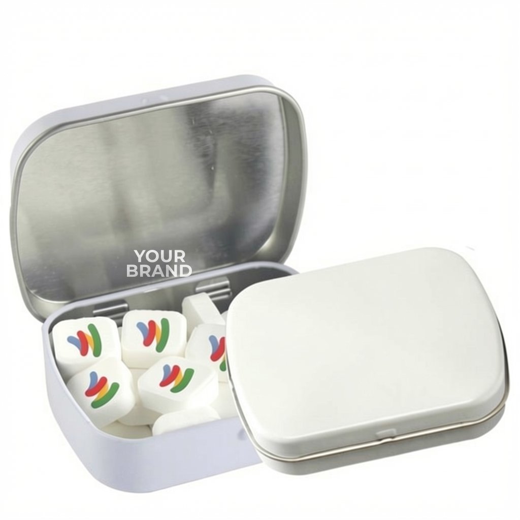 Domed Tin - Imprinted Square Mints