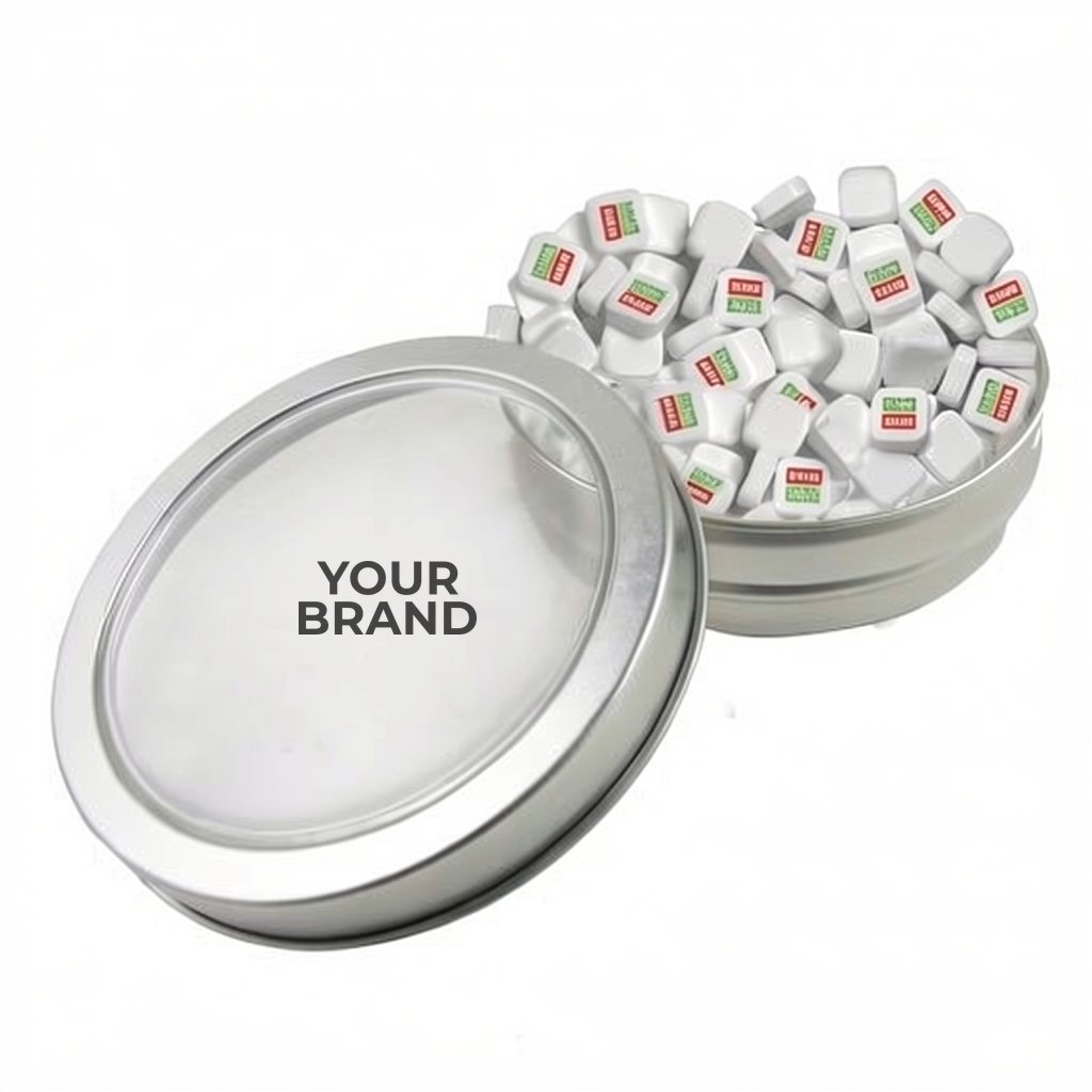 Small Top View Tin - Imprinted Square Mints