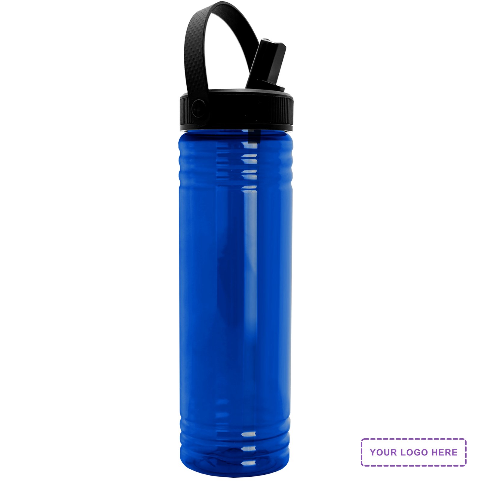 Garyline® Slim Fit RPET Bottle with Flip-Straw, Swivel-Handle Lid - 24 oz.