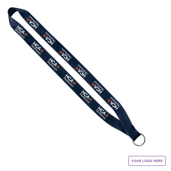 3/4" Polyester Lanyard with Sewn Silver Metal Split-Ring