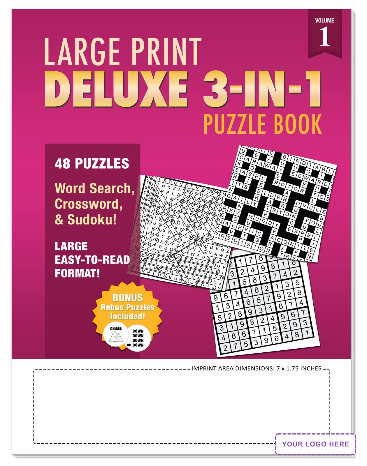 PUZZLE BOOK - Deluxe Large Print 3-in-1 Puzzle Book