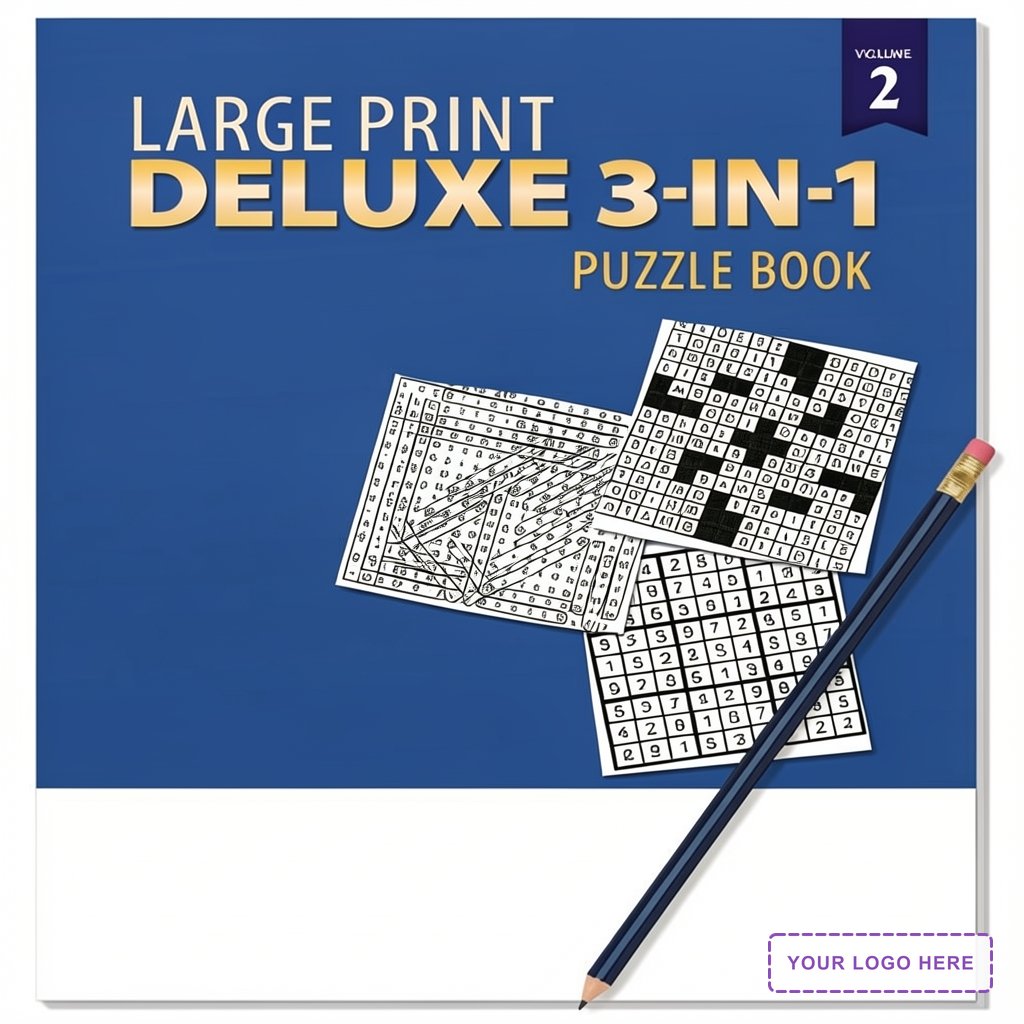 PUZZLE BOOK PACK - Deluxe Large Print 3-in-1 Puzzle Book Puzzle Pack