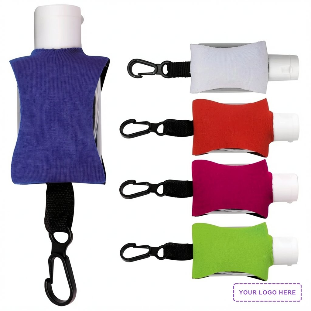 "SanPal Sleeve" .5 oz Hand Sanitizer Antibacterial Gel in Clip-On Neoprene Sleeve Cover
