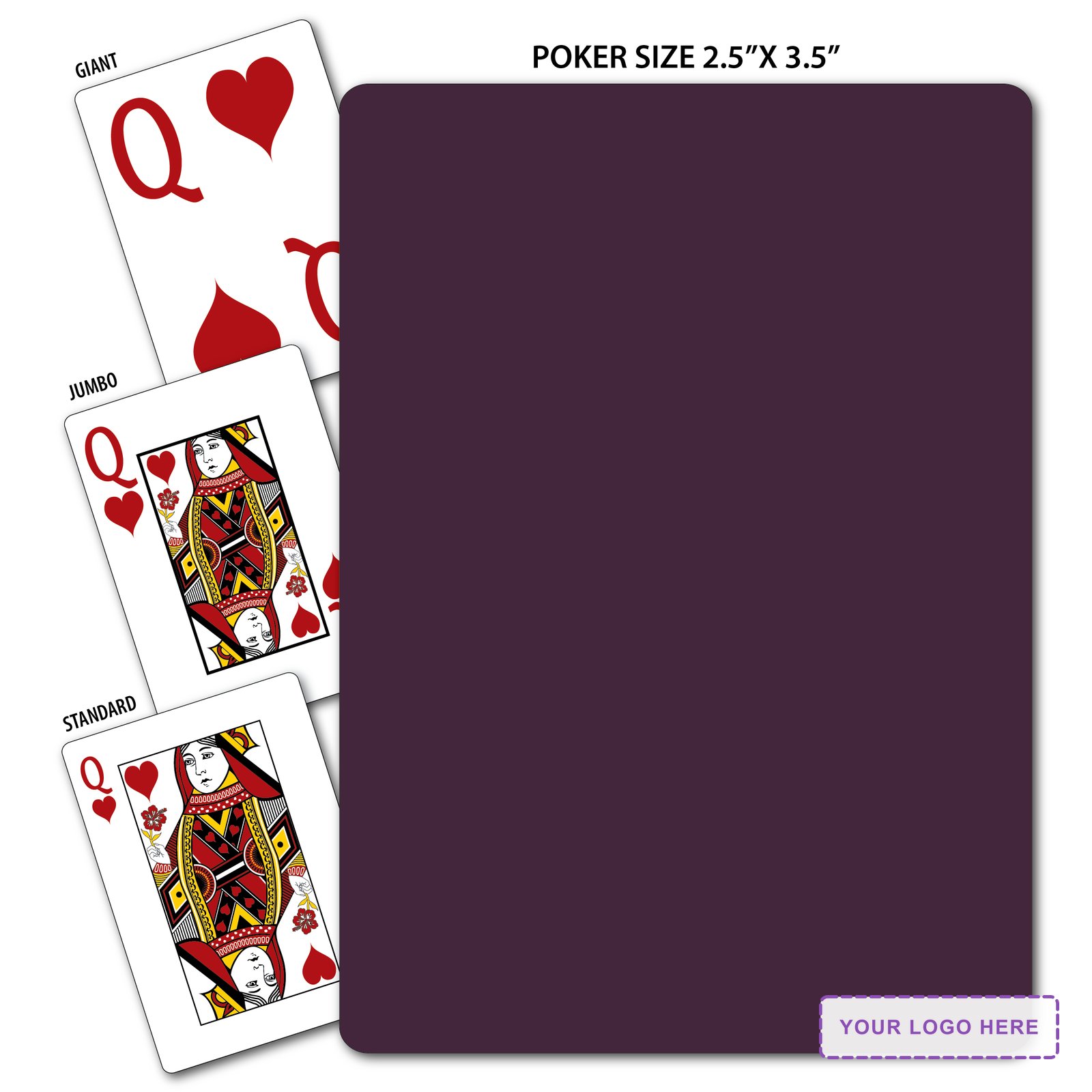 Solid Back Plum Poker Size Playing Cards