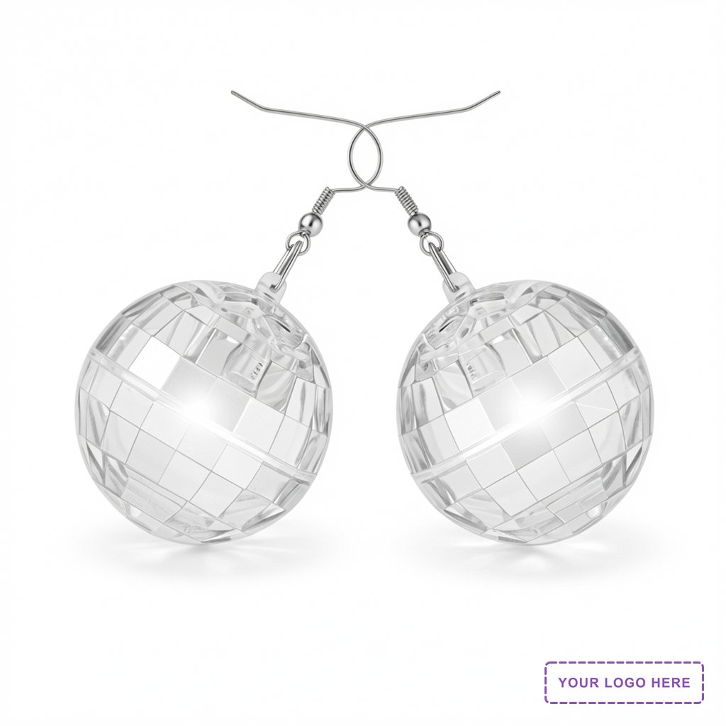 Light Projecting Disco Ball Earrings, 1 Pair
