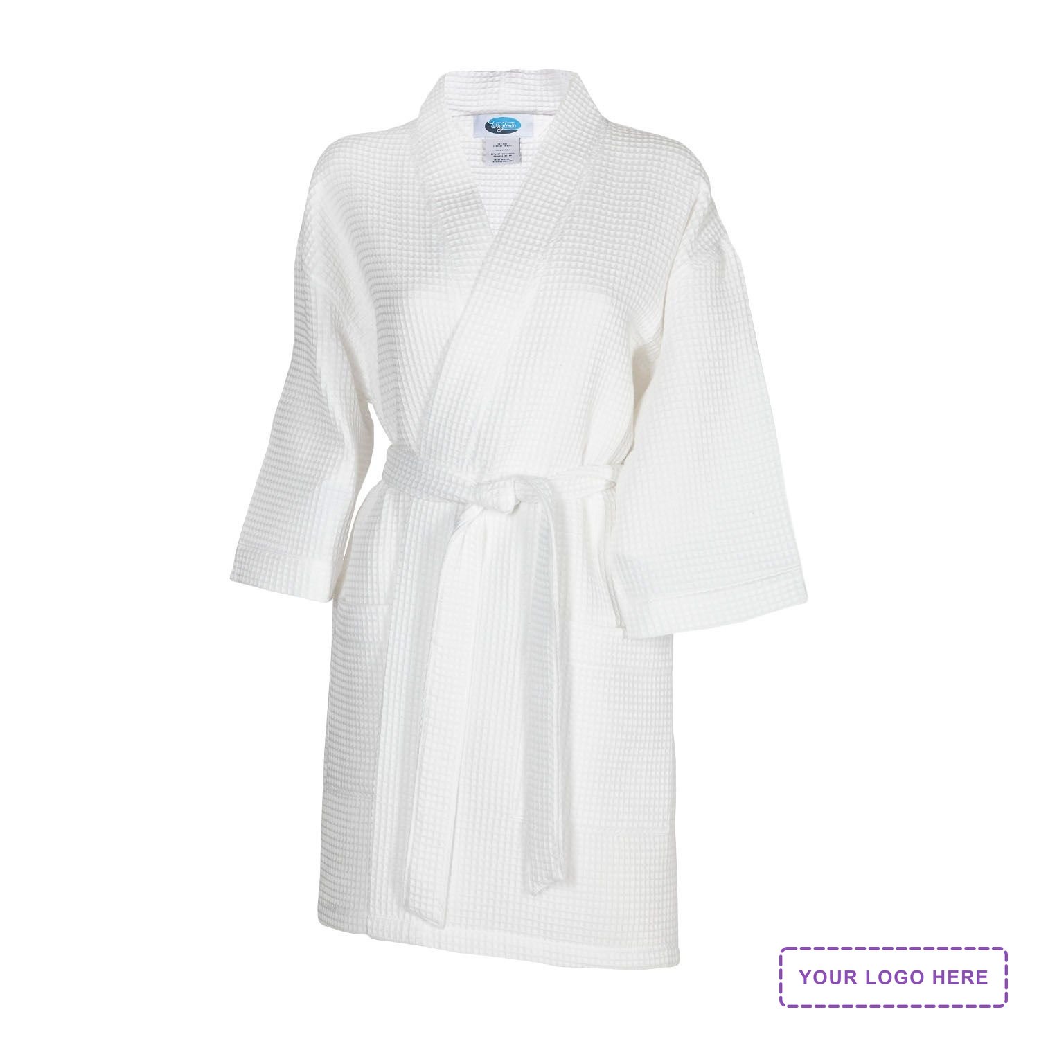Thigh Length Waffle Weave Kimono Robe