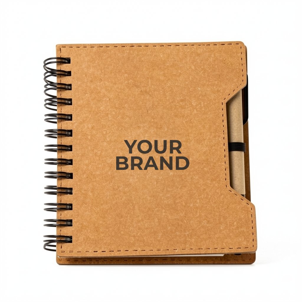 Agenda Recycled Spiral Notebook with Sticky Notes & Pen
