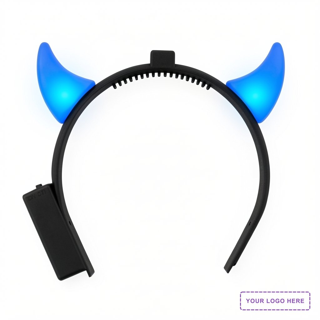 Blue Light-up Devil headband