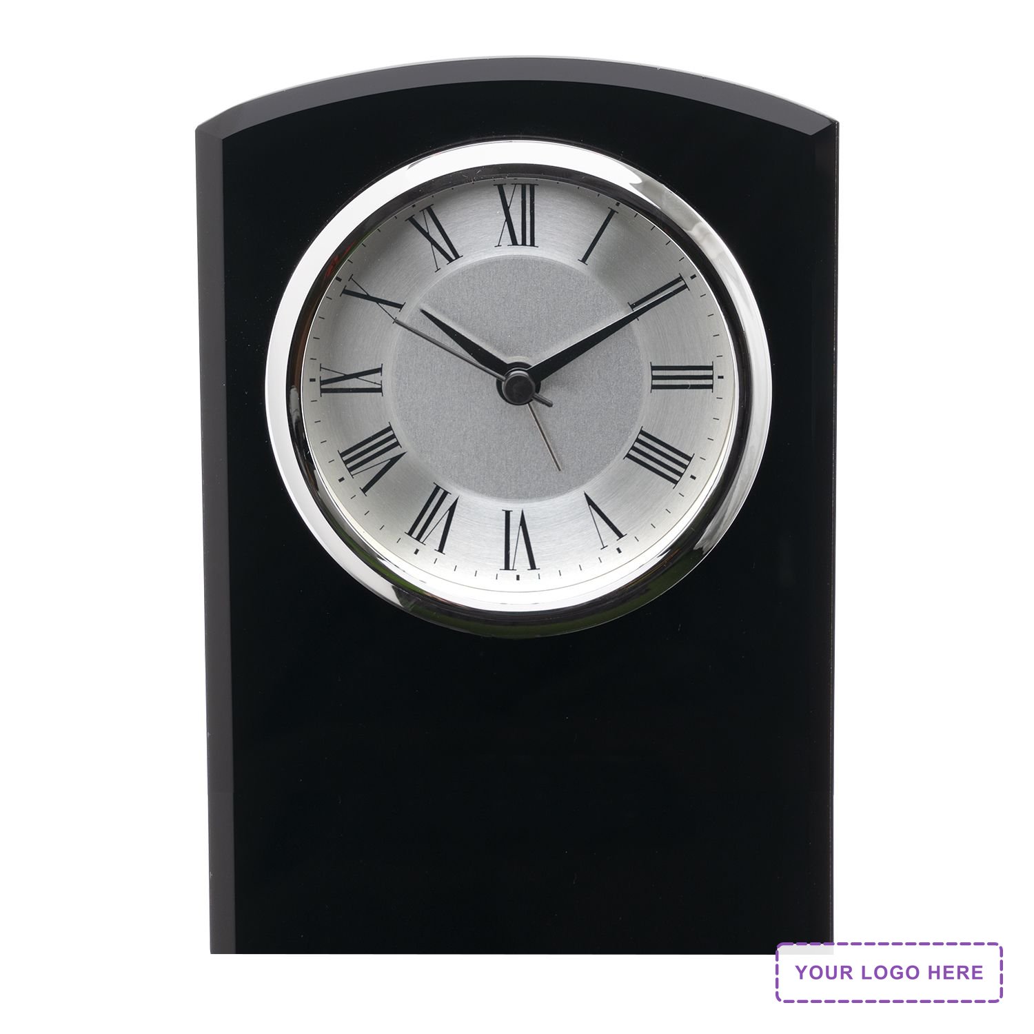 Self-Standing Black Glass Desk Clock