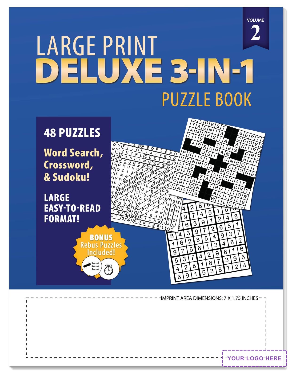 PUZZLE BOOK - Deluxe Large Print 3-in-1 Puzzle Book Volume 2