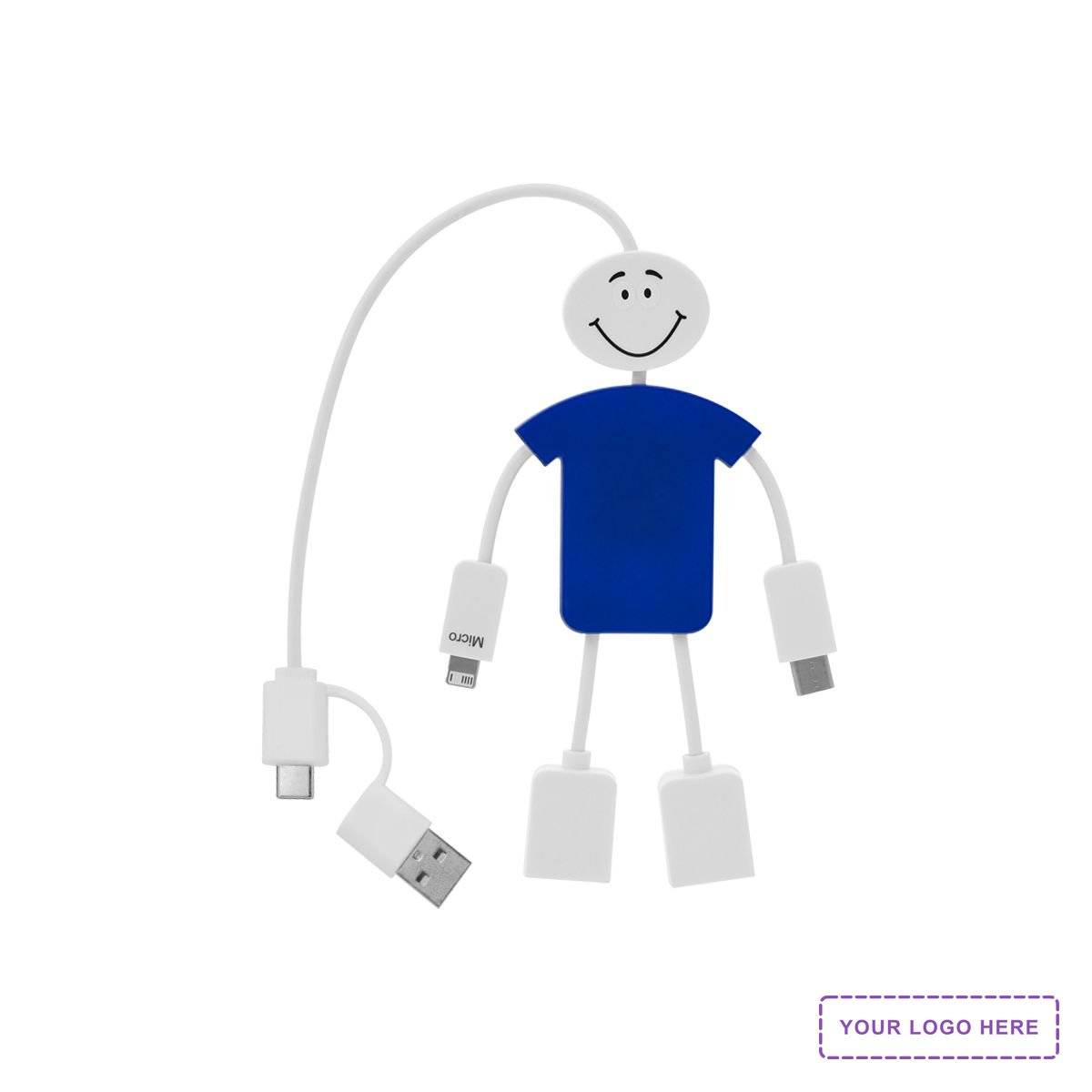 Techmate 3-In-1 Charging Cable & USB Hub 2.0