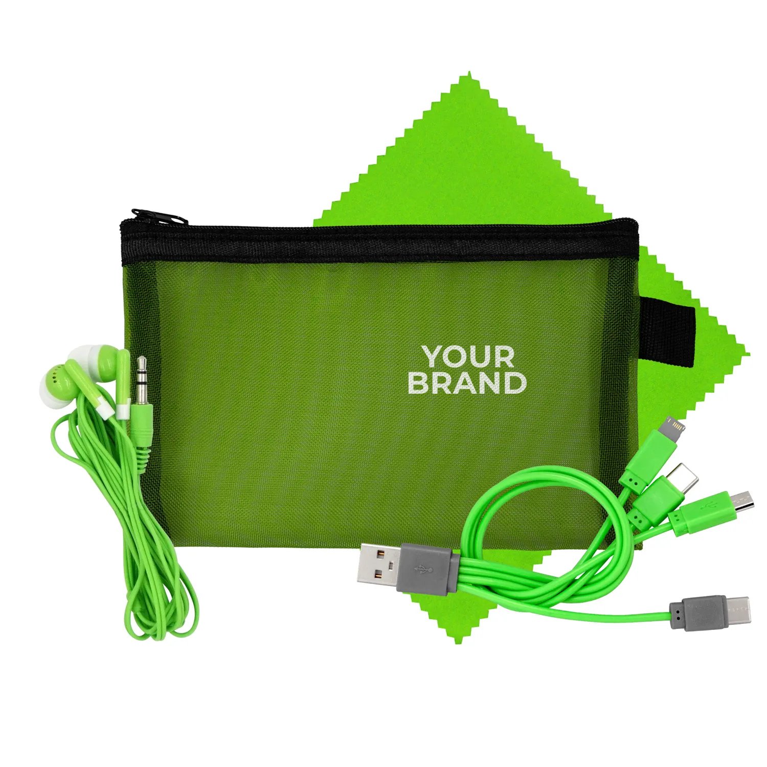 Large Mesh Ear Bud, Cloth & Cable Set
