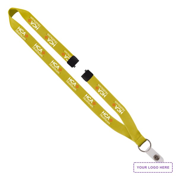 3/4" Polyester Lanyard with Sewn Silver Metal Split-Ring