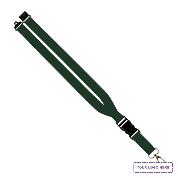 Maverick 1" Polyester Lanyard w/ Slide Buckle Release, Silver Metal Oval & Convenience Release