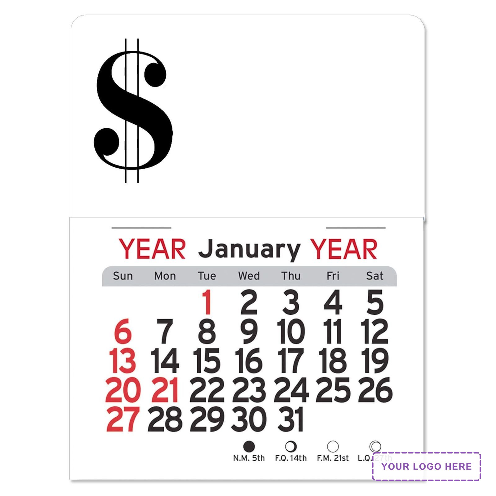 Adhesive Peel-N-Stick® Calendar - Dollar Sign