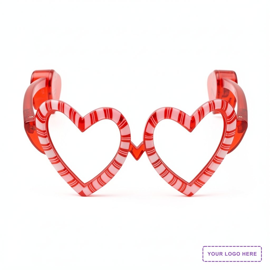 Holiday Hearts Light Up Candy Cane Glasses