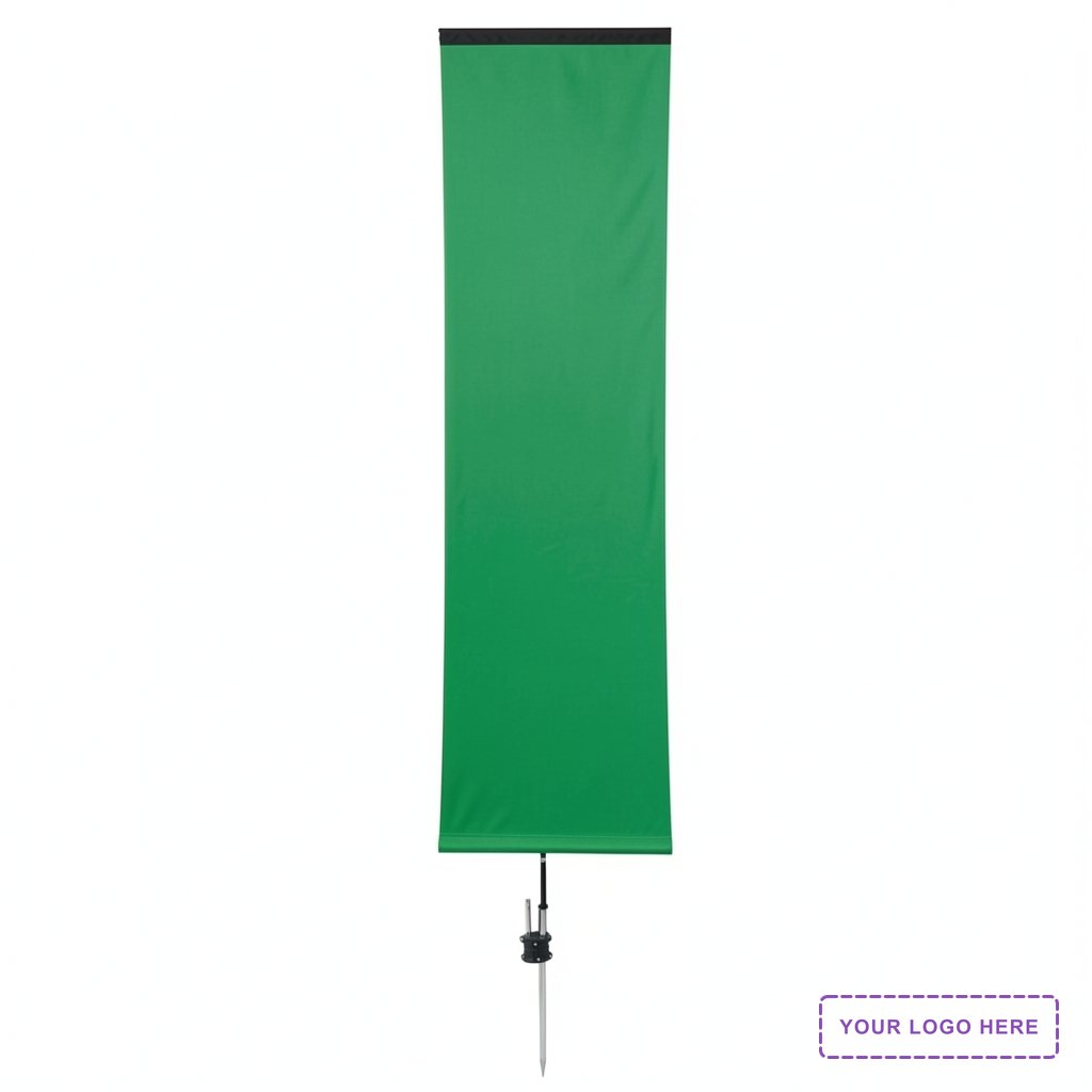 14.5' Premium Rectangle Sail Sign Kit (Double-Sided with Ground Spike & Ground Anchor)