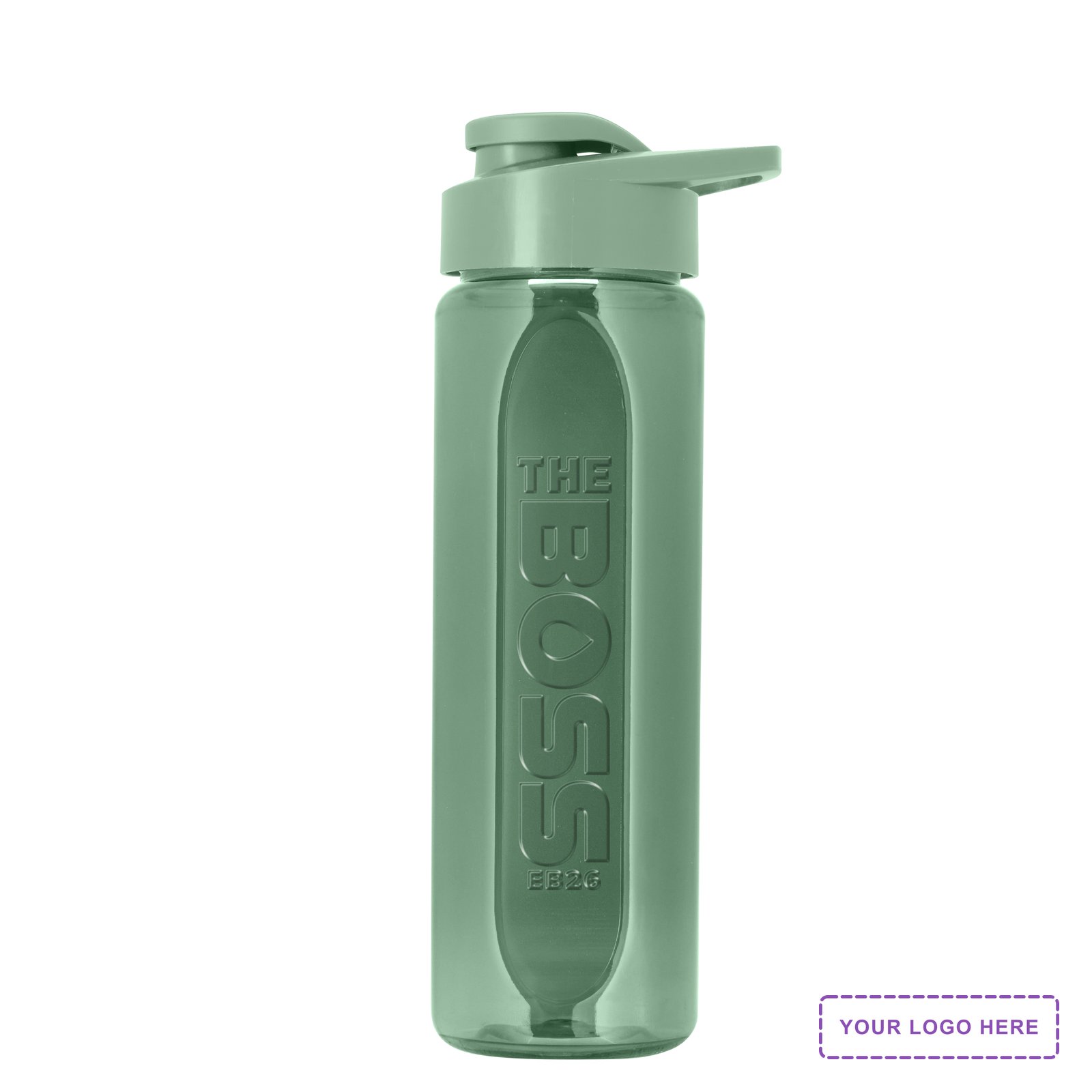 Garyline® Boss Embossed RPET Bottle with Drink-Thru Lid - 26 oz.