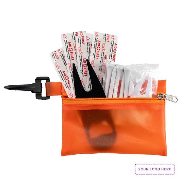 "FAIRWAY 12" 12 Piece Healthy Living Sun Kit Components inserted into Translucent Zipper Pack with C
