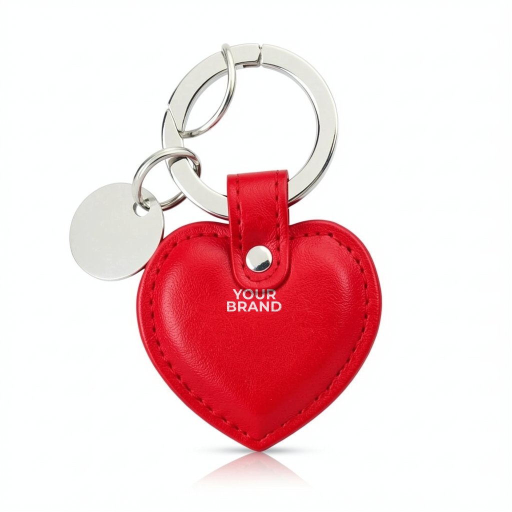 Heart Shaped Leather Key Holder With Metal Charm