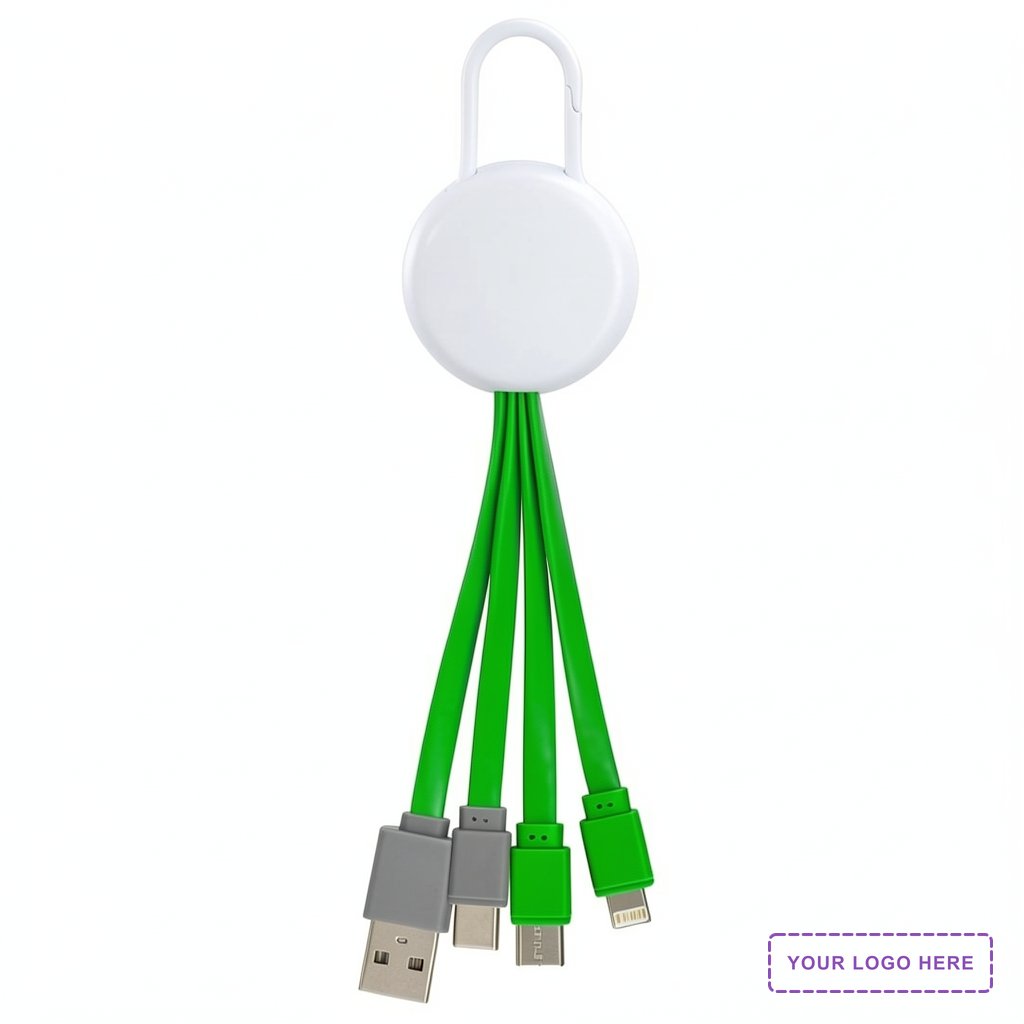 White Vivid Clip 3-IN-1 Dual Input Charging Cable