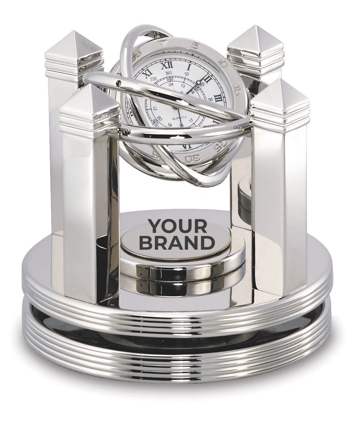 Celestial Silver Gimbal Clock