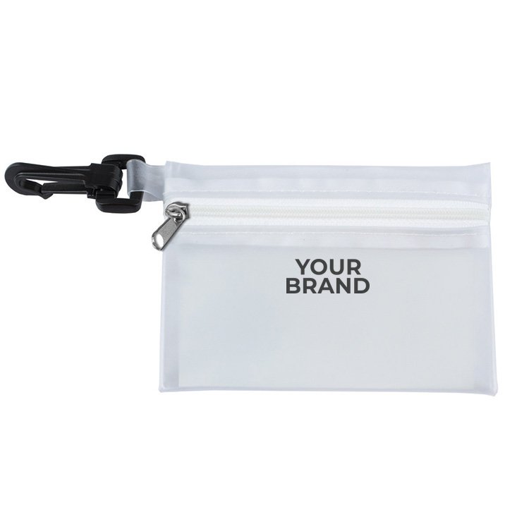 "PARKWAY PLUS" 8 Piece First Aid Kit in Translucent Zipper Kit with Plastic Carabiner Attachment