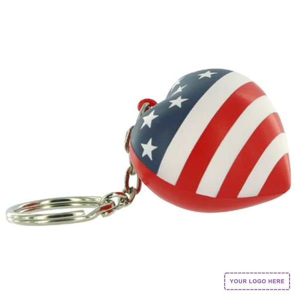 Patriotic Valentine Heart Stress Reliever Key Chain