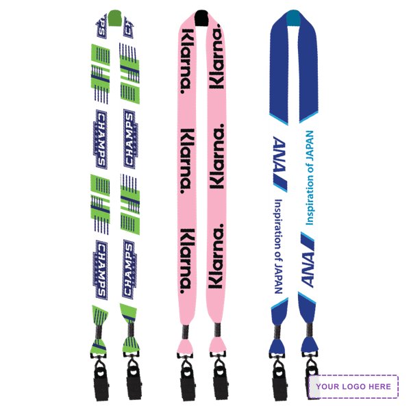 1" Double Ended Dye-Sublimated Lanyard with Metal Crimp & Metal Bulldog Clip