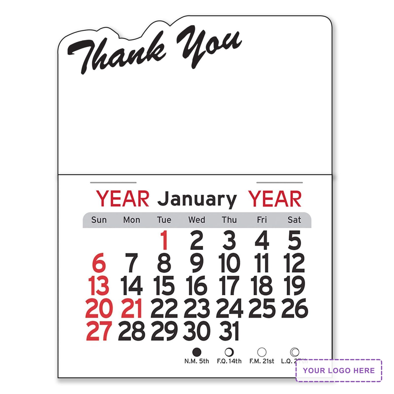 Adhesive Peel-N-Stick® Calendar - Thank You