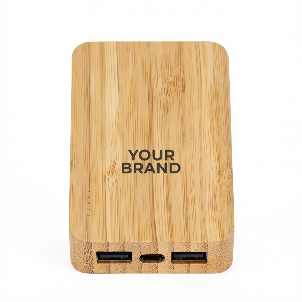FSC® Bamboo 5000mAh Dual Port Power Bank with Wireless Charger