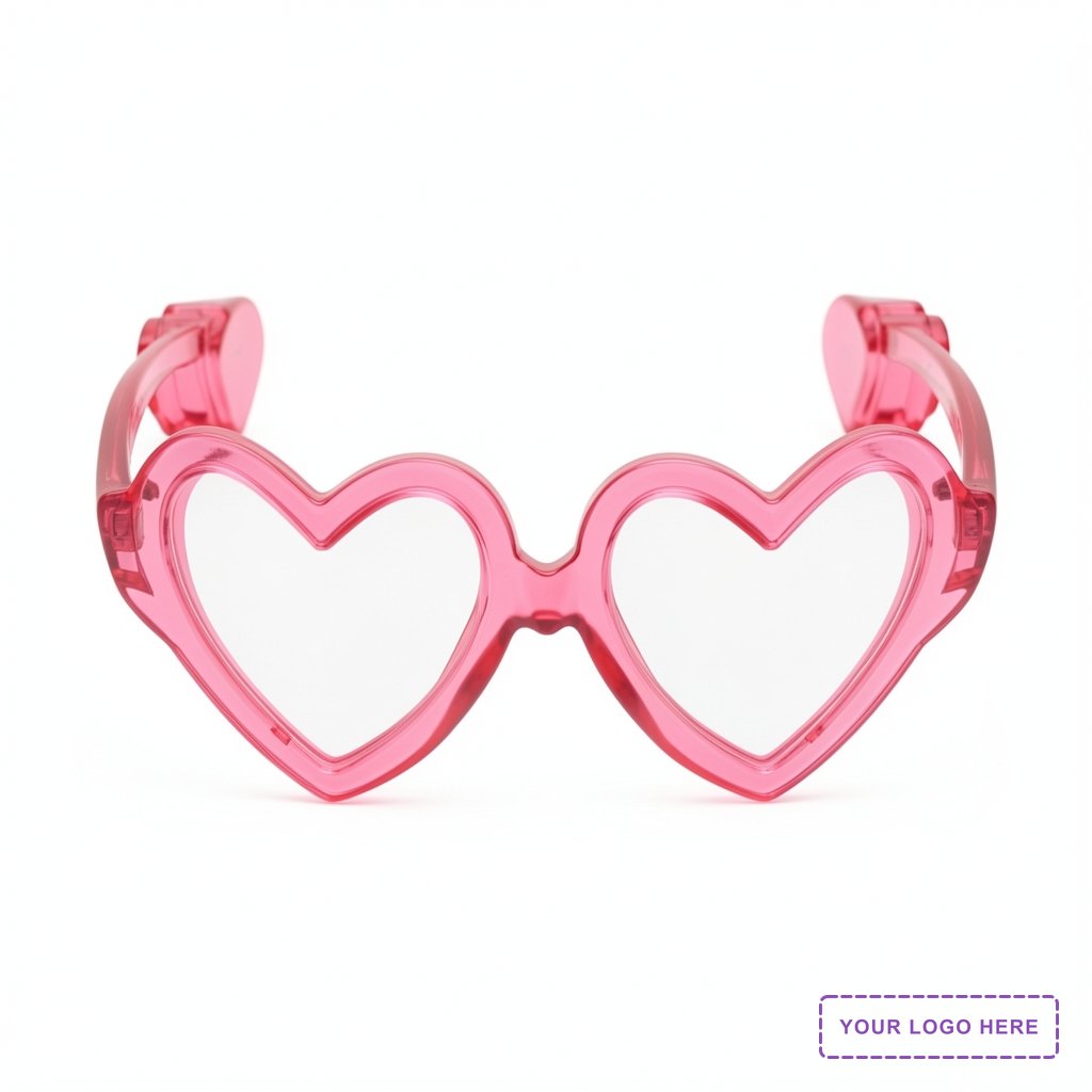 LED Pink Heart Glasses, no lens